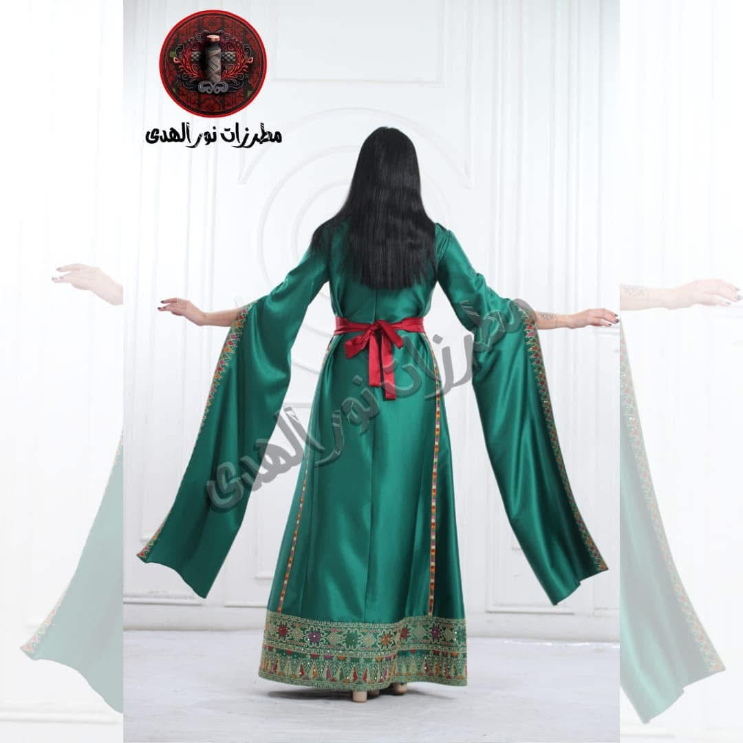 Embroidered Thobe For Henna Jordanian & Palestinian Satin Traditional{abaq alturath}