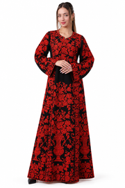 Luxury Embroidered Atlas Thobe for Women – Exquisite Traditional Floral Design