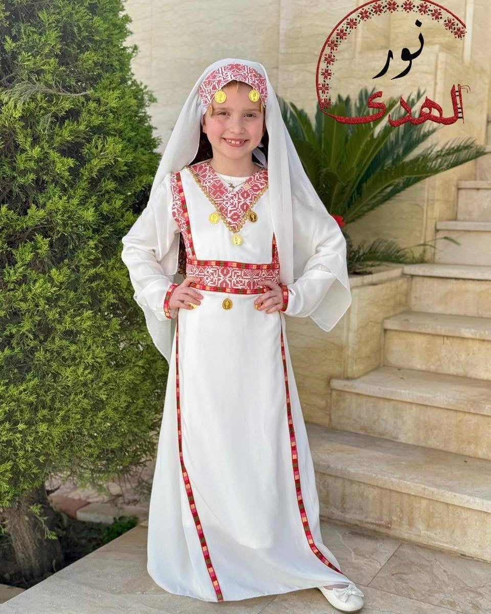 Girls’ Al-Manajel Palestinian Embroidered Thobe – Chiffon Traditional Dress