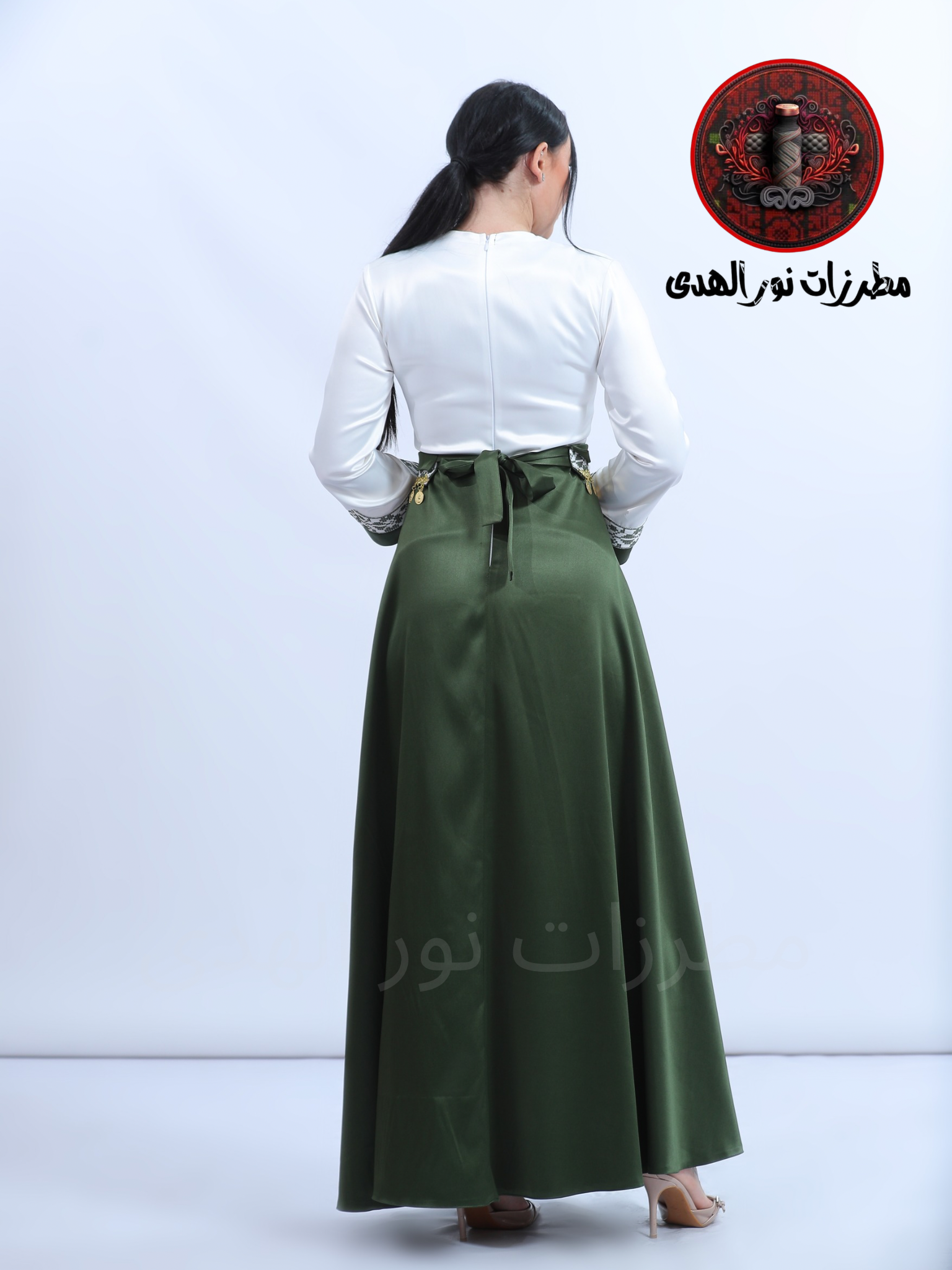 Embroidered Dress For Henna Satin Long Sleeve Palestinian Traditional Name Wardet Alqamar