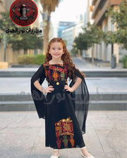 ثوب الشركسي المكس البناتي، Circassian Mix Girls Chiffon Heritage Dress | Thobe Al Sharkasi Mix
