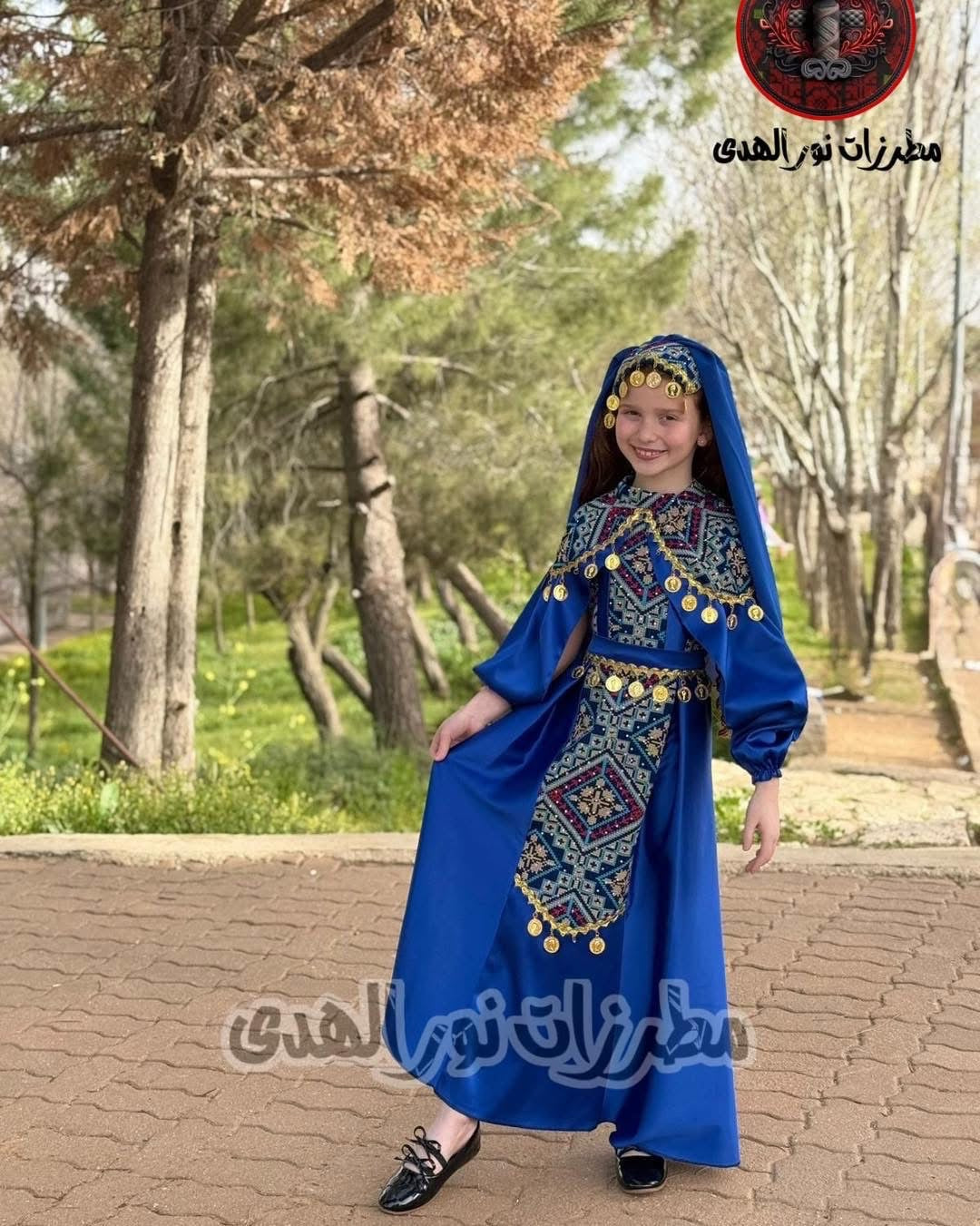 Jawharat Al Henna Girls Heritage Satin Dress with Traditional Embroidery