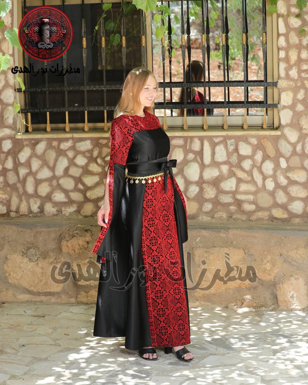 Satin Oriental Embroidered Thobe with Levantine Tatreez Details | Tamrahna Embroidered Thobe