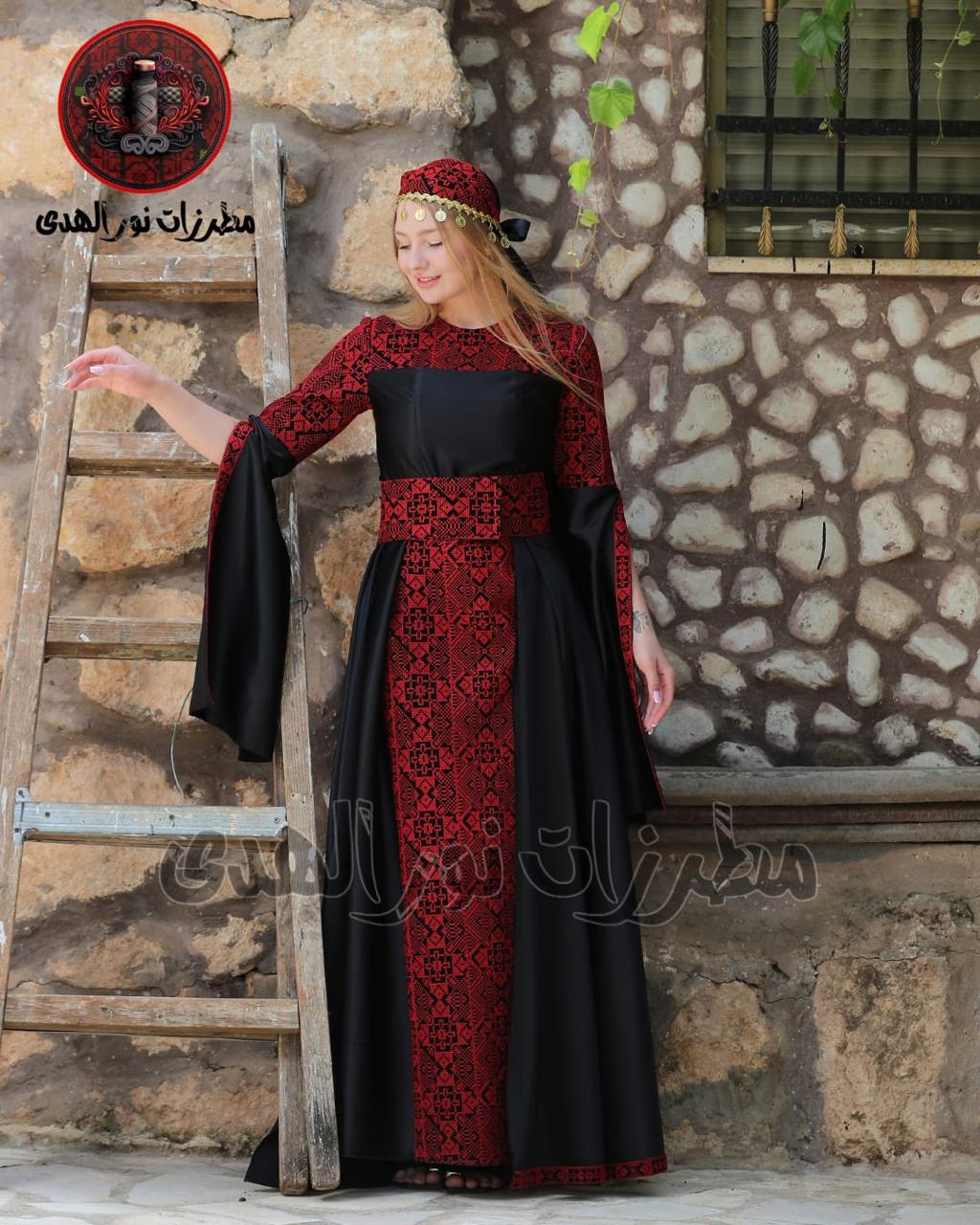 Satin Oriental Embroidered Thobe with Levantine Tatreez Details | Tamrahna Embroidered Thobe