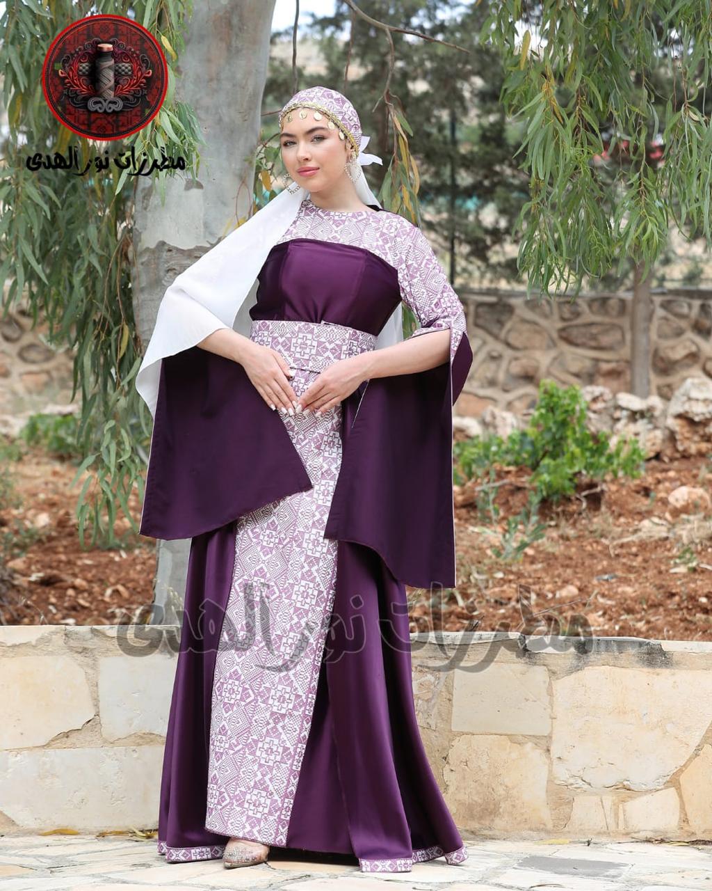 Satin Oriental Embroidered Thobe with Levantine Tatreez Details | Tamrahna Embroidered Thobe