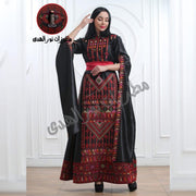 Oriental Embroidered Thobe with Levantine Tatreez Details and Cape Sleeves | Abaq Al Turath Embroidered Thobe