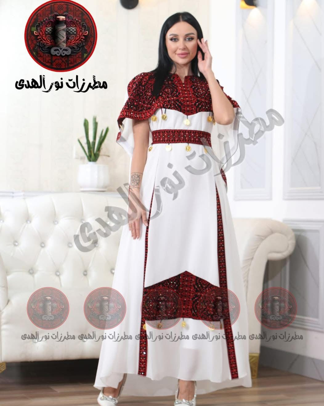 Premium Satin Oriental Embroidered Thobe with Harmala Cape Detail | Al Harmala Thobe