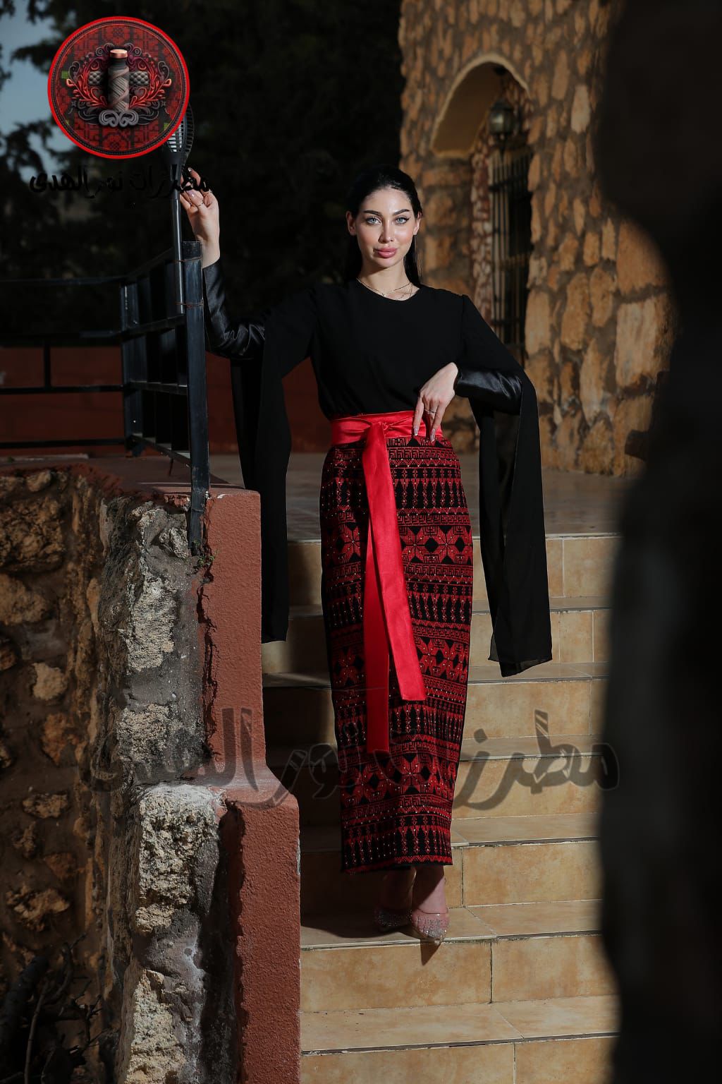 Palestinian Embroidered Heritage Dress with Flowing Sleeves | Nabd Al-Turath Dress