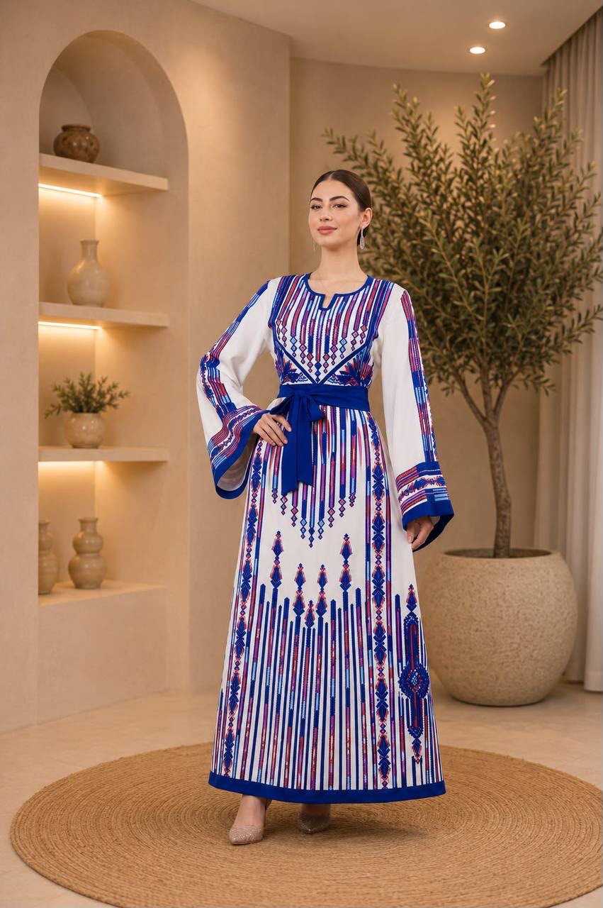 Women's Embroidered Georgette Heritage Dress | Thoub Al Abaq Al Mutaraz