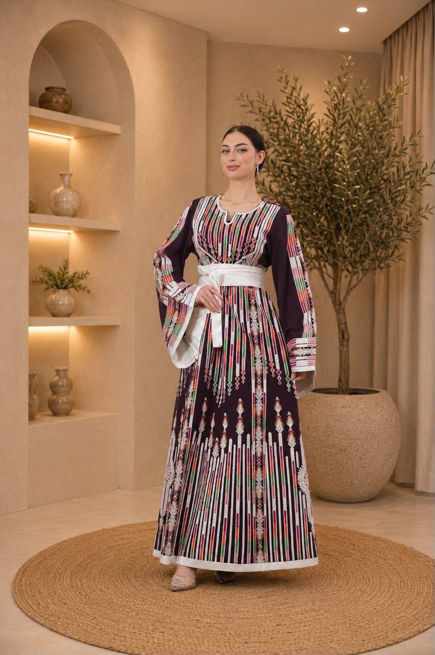 Women's Embroidered Georgette Heritage Dress | Thoub Al Abaq Al Mutaraz