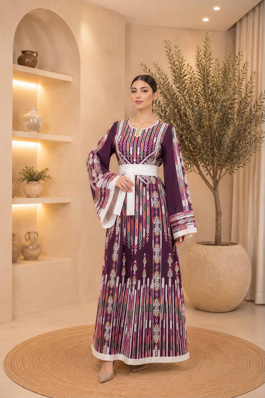 Women's Embroidered Georgette Heritage Dress | Thoub Al Abaq Al Mutaraz