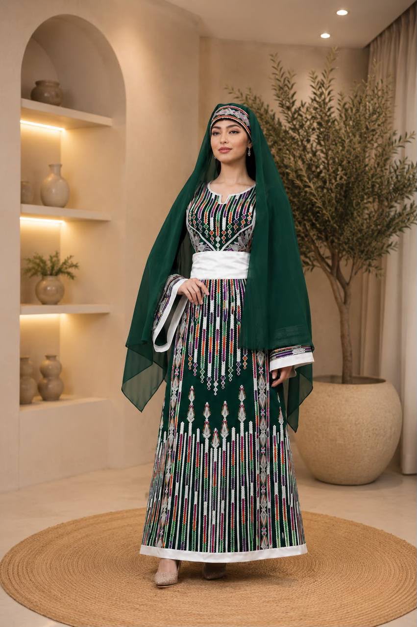 Women's Embroidered Georgette Heritage Dress | Thoub Al Abaq Al Mutaraz