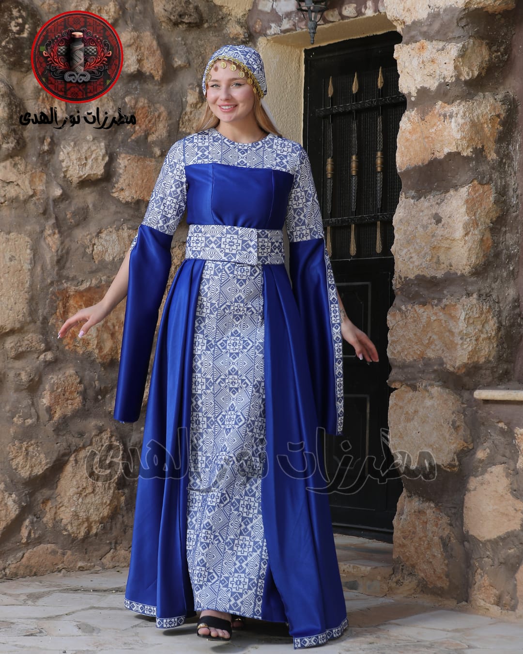 Satin Oriental Embroidered Thobe with Levantine Tatreez Details | Tamrahna Embroidered Thobe