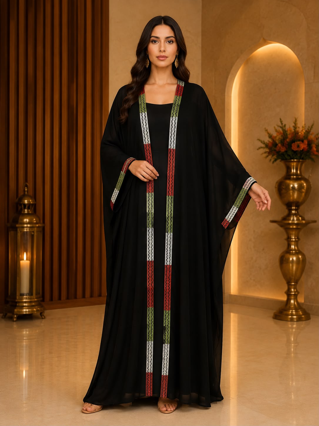 Women's Embroidered Chiffon Heritage Bisht | Bisht Khaleeji Style