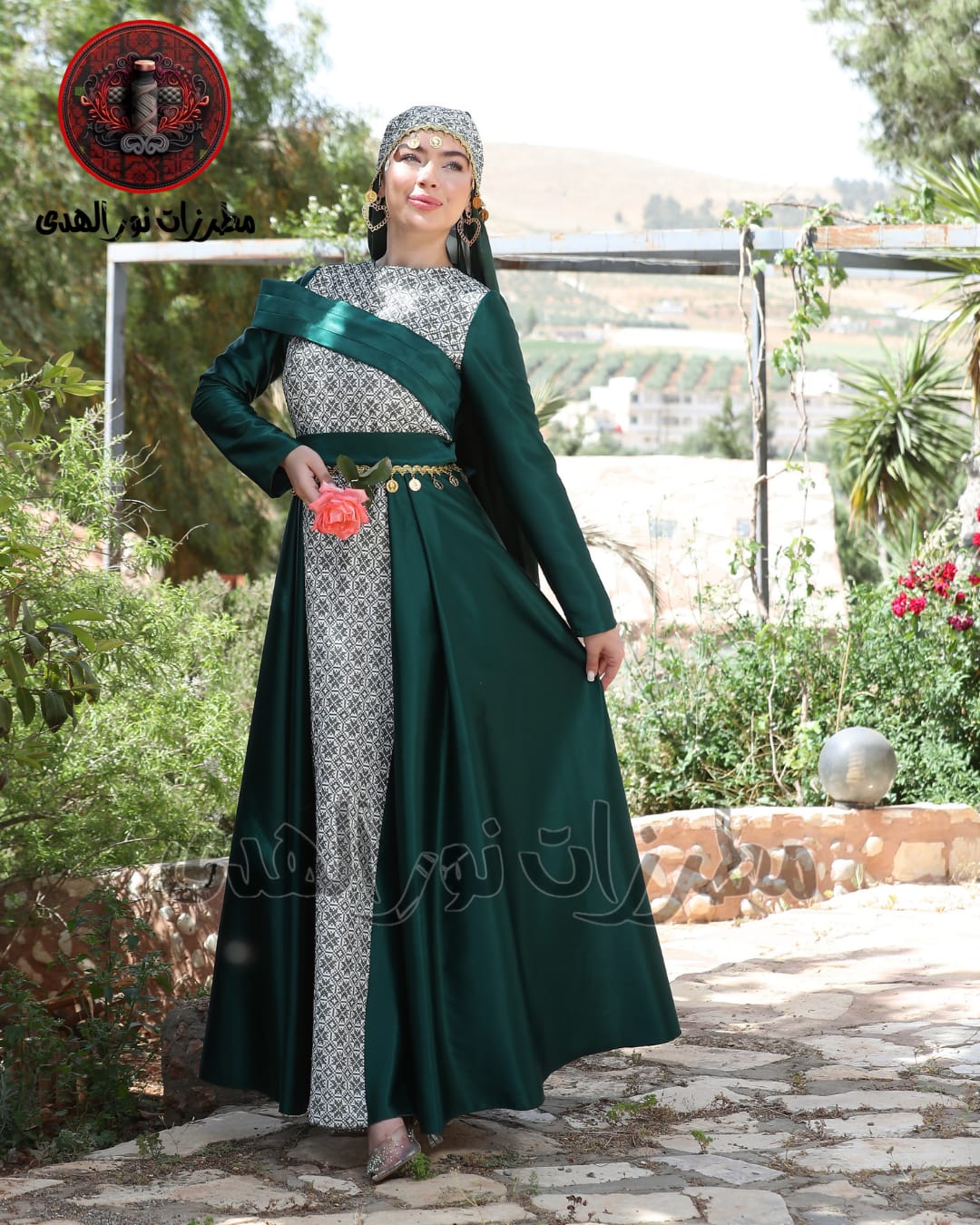 Premium Satin Oriental Embroidered Thobe with Diagonal Draped Panel and Gold Coin Accents | Al Sawsana Thobe