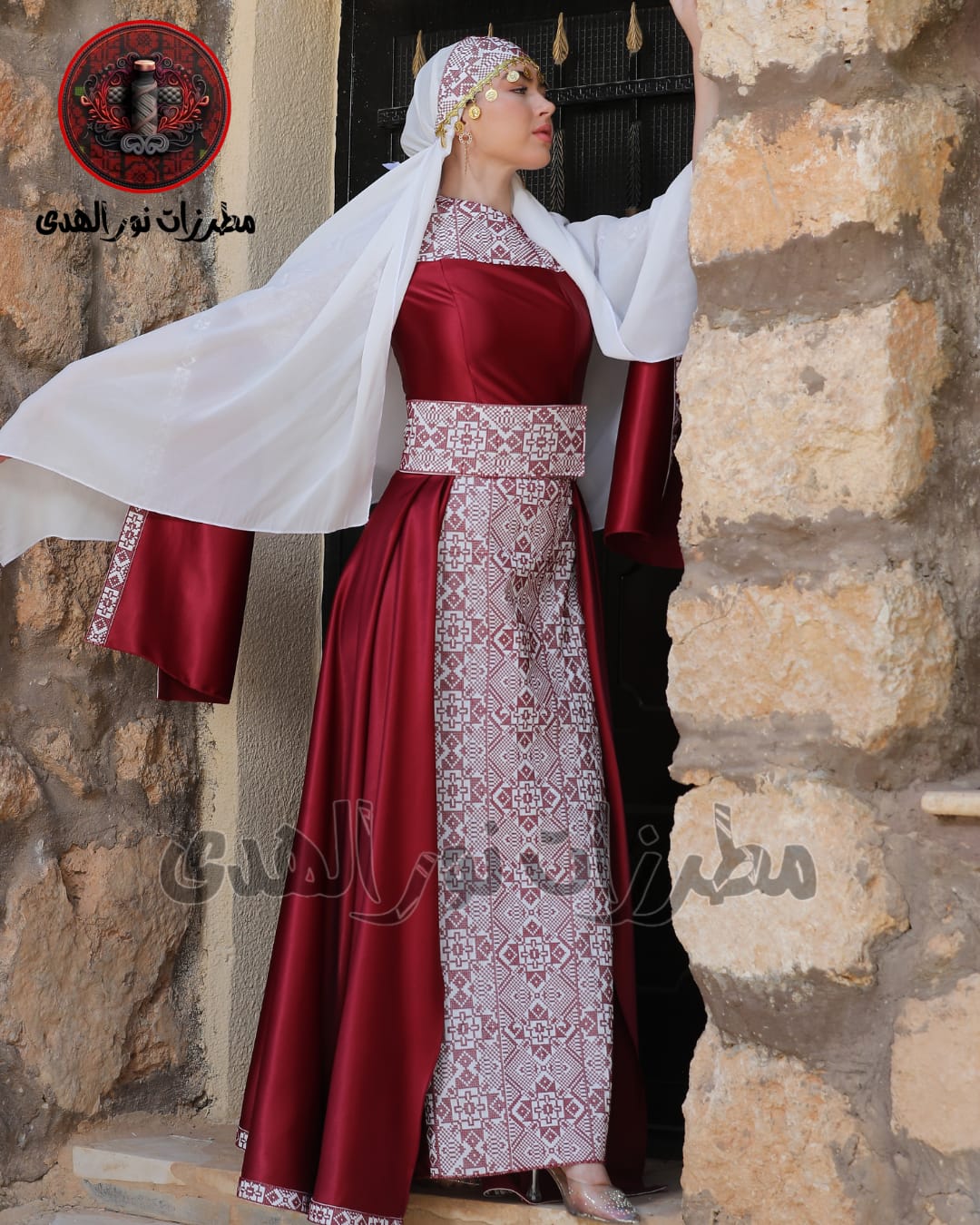 Satin Oriental Embroidered Thobe with Levantine Tatreez Details | Tamrahna Embroidered Thobe