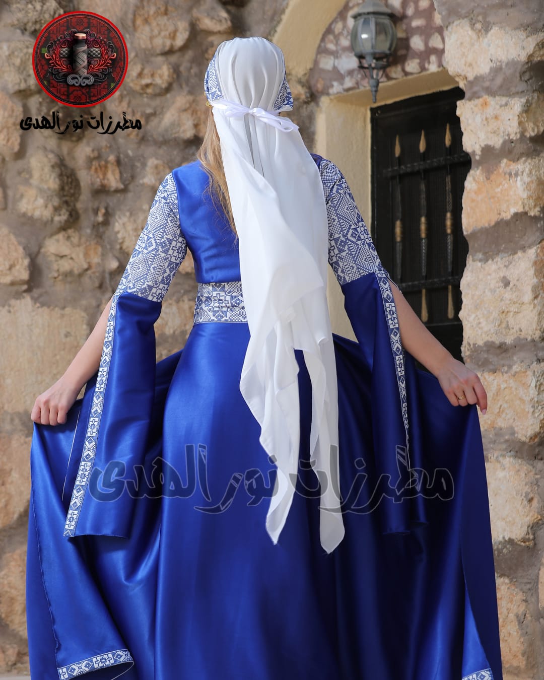 Satin Oriental Embroidered Thobe with Levantine Tatreez Details | Tamrahna Embroidered Thobe