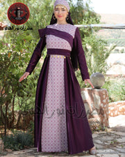 Premium Satin Oriental Embroidered Thobe with Diagonal Draped Panel and Gold Coin Accents | Al Sawsana Thobe