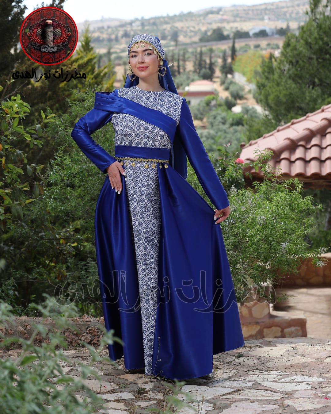 Premium Satin Oriental Embroidered Thobe with Diagonal Draped Panel and Gold Coin Accents | Al Sawsana Thobe
