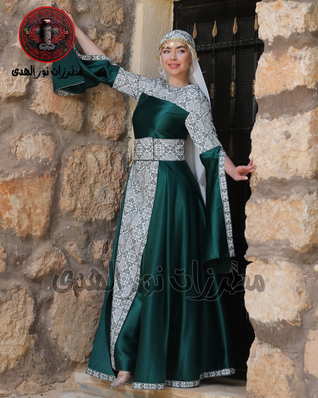 Satin Oriental Embroidered Thobe with Levantine Tatreez Details | Tamrahna Embroidered Thobe