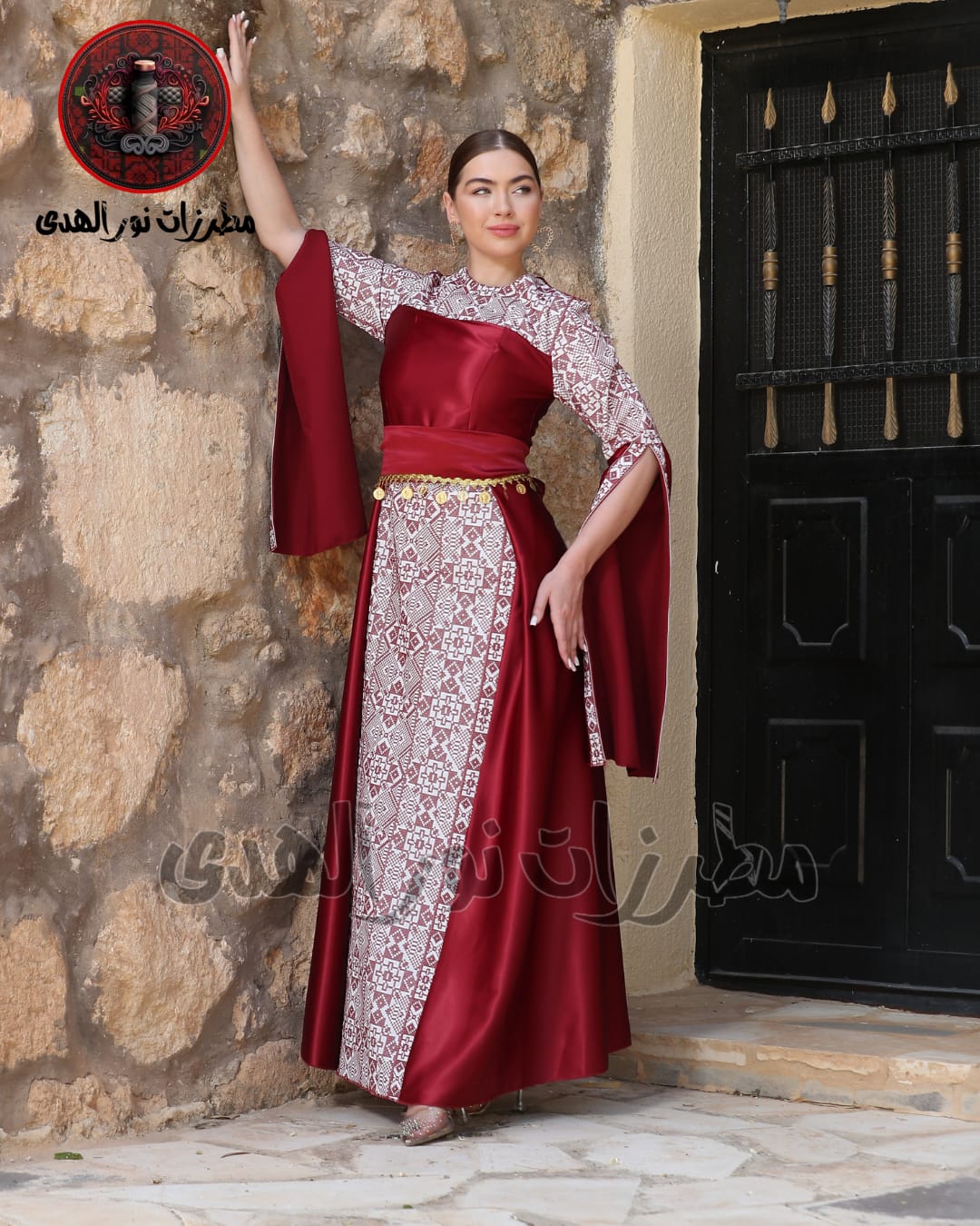 Satin Oriental Embroidered Thobe with Levantine Tatreez Details | Tamrahna Embroidered Thobe
