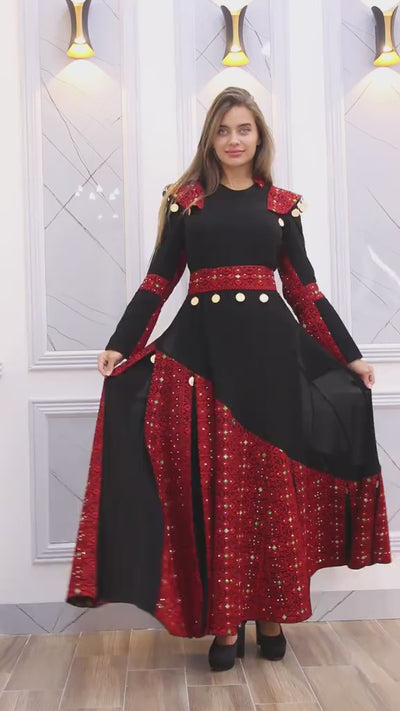 Elegant Traditional Embroidered Maxi Dress – Heritage-Inspired Women’s Dress